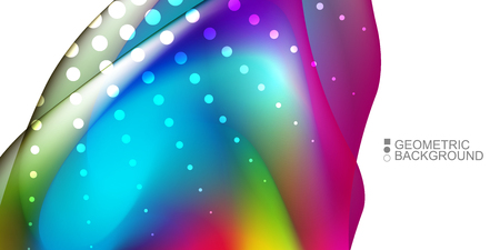 Geometric abstract background template with fluid waves in blurred colorsのイラスト素材