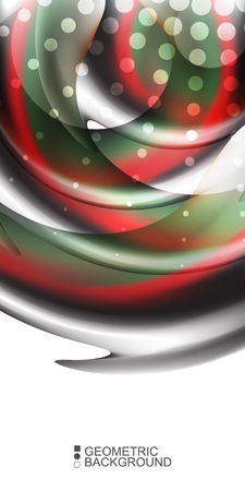 Geometric abstract background template with fluid waves in blurred colorsのイラスト素材