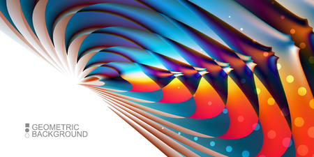 Geometric abstract background template with fluid waves in blurred colorsのイラスト素材