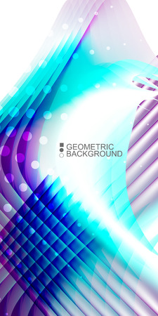 Geometric abstract background template with fluid waves in blurred colorsのイラスト素材
