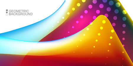 Geometric abstract background template with fluid waves in blurred colorsのイラスト素材