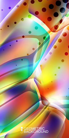 Geometric abstract background template with fluid waves in blurred colorsのイラスト素材