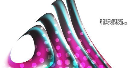Geometric abstract background template with fluid waves in blurred colorsのイラスト素材