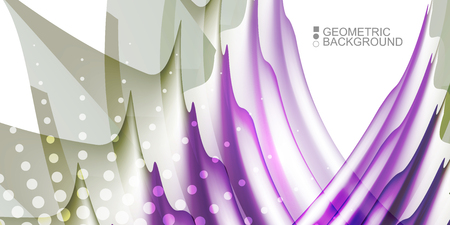 Geometric abstract background template with fluid waves in blurred colorsのイラスト素材