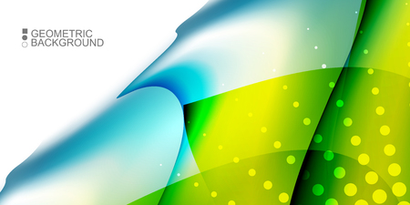 Geometric abstract background template with fluid waves in blurred colorsのイラスト素材