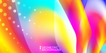 Geometric abstract background template with fluid waves in blurred colorsのイラスト素材