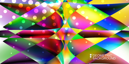 Geometric abstract background template with fluid waves in blurred colorsのイラスト素材