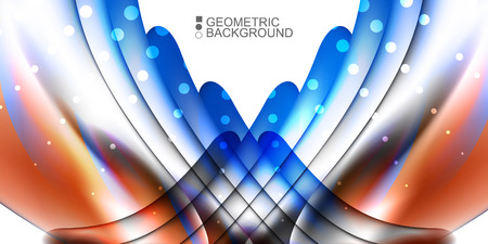 Geometric abstract background template with fluid waves in blurred colorsのイラスト素材