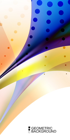 Geometric abstract background template with fluid waves in blurred colorsのイラスト素材