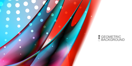 Geometric abstract background template with fluid waves in blurred colorsのイラスト素材