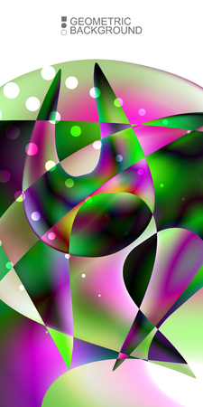 Geometric abstract background template with fluid waves in blurred colorsのイラスト素材