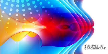 Geometric abstract background template with fluid waves in blurred colorsのイラスト素材