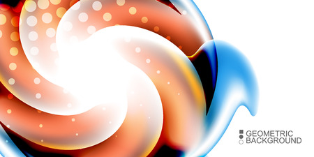 Geometric abstract background template with fluid waves in blurred colorsのイラスト素材