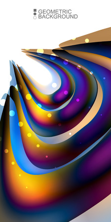 Geometric abstract background template with fluid waves in blurred colorsのイラスト素材