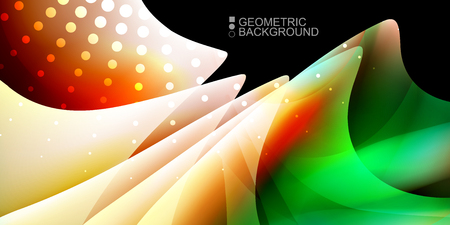 Geometric abstract background template with fluid waves in blurred colorsのイラスト素材
