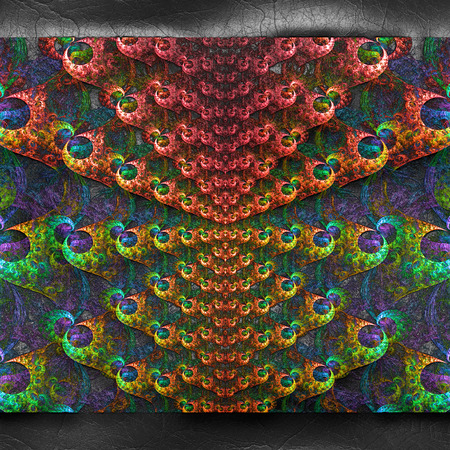 3D rendering of plastic background with embossed fractal on leather