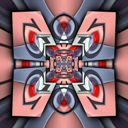 3D render of plastic background tile with embossed glossy puffs and black metal ornamentの写真素材