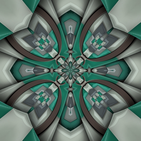 3D render of plastic background tile with embossed glossy puffs and black metal ornamentの写真素材