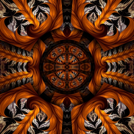 3D render of plastic background tile with embossed abstract colorful fractal patternの写真素材