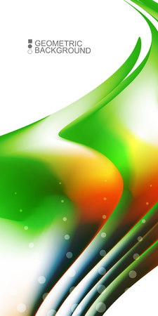 Geometric abstract background template with fluid waves in blurred colorsのイラスト素材