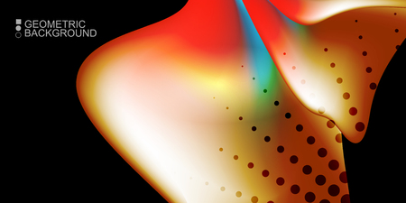 Geometric abstract background template with fluid waves in blurred colorsのイラスト素材
