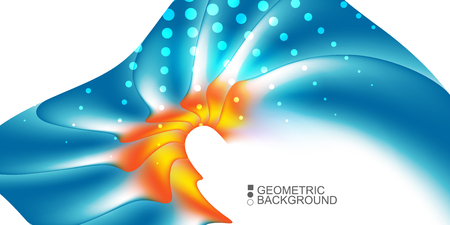 Geometric abstract background template with fluid waves in blurred colorsのイラスト素材