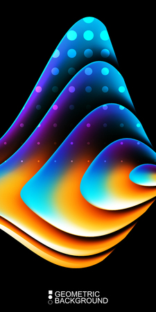 Geometric abstract background template with fluid waves in blurred colorsのイラスト素材