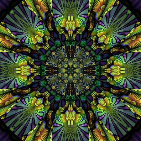 3D render of plastic background tile with embossed abstract colorful fractal patternの写真素材