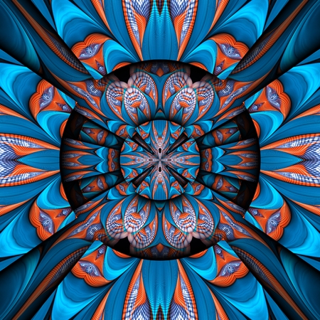 3D render of plastic background tile with embossed abstract colorful fractal patternの写真素材