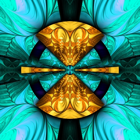 3D render of plastic background tile with embossed abstract colorful fractal patternの写真素材