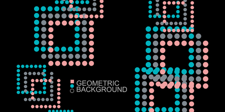 Geometric abstract background template with dot pattern in complement  colorsのイラスト素材
