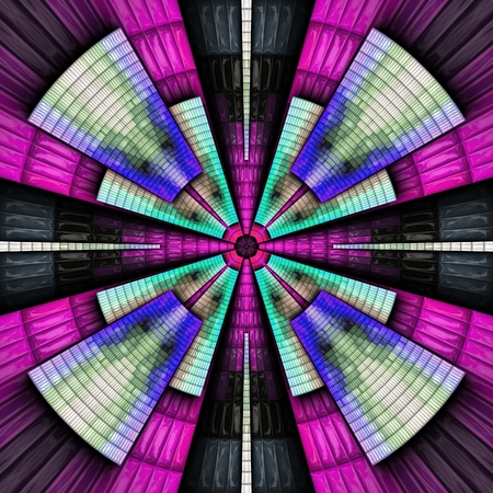 3D render of plastic puffs background tile with embossed kaleidoscope pattern ornamentの写真素材