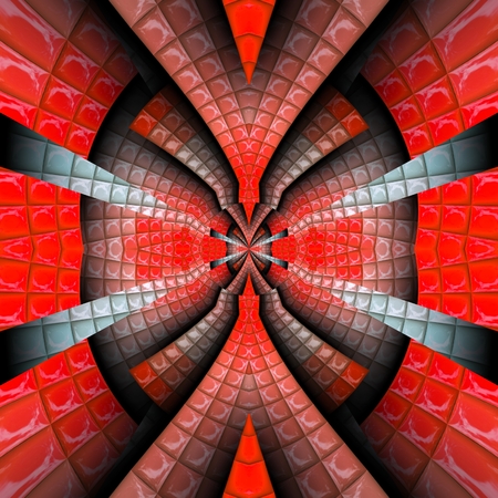 3D render of plastic puffs background tile with embossed kaleidoscope pattern ornamentの写真素材