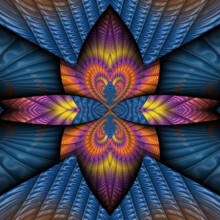 3D render of plastic puffs background tile with embossed kaleidoscope pattern ornamentの写真素材