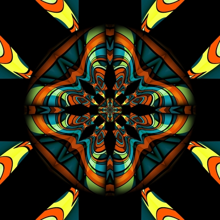 3D render of plastic background seamless tile with embossed abstract colorful pattern symmetryの写真素材