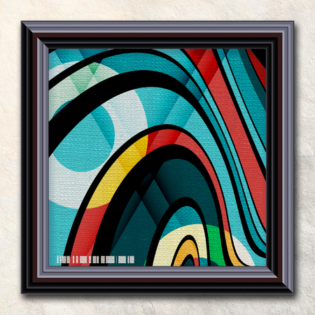 3D rendering combo artwork with vector geometric  artwork on canvas in elegant frame