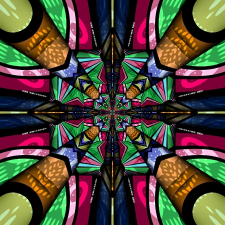 3D render of plastic background seamless tile with embossed abstract colorful pattern symmetryの写真素材