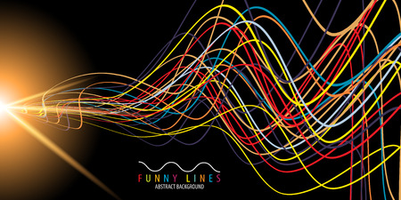 Abstract colorful background graphics template with blended multiple funny lines and curvesのイラスト素材