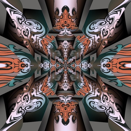 3D render of plastic background seamless tile embellished with vintage colorful ornamentの写真素材