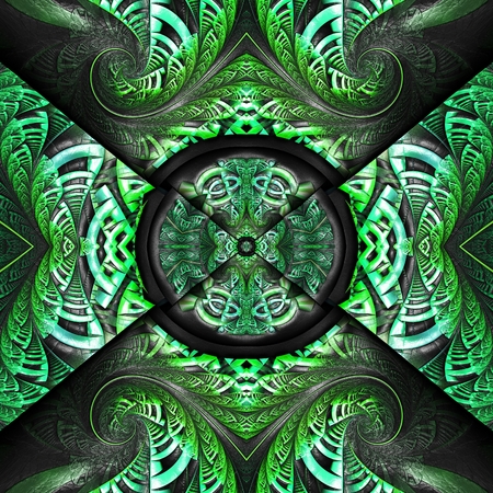 3D render of plastic background seamless tile embellished with fractal colorful ornament embossed on leatherの写真素材