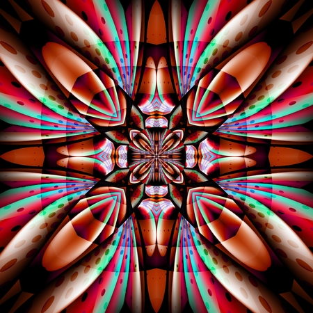 3D render of plastic background seamless tile with embossed abstract colorful pattern symmetryの写真素材