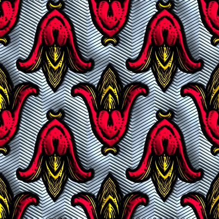 3D render of plastic background template tile with embossed abstract colorful pattern ornament symmetryの写真素材