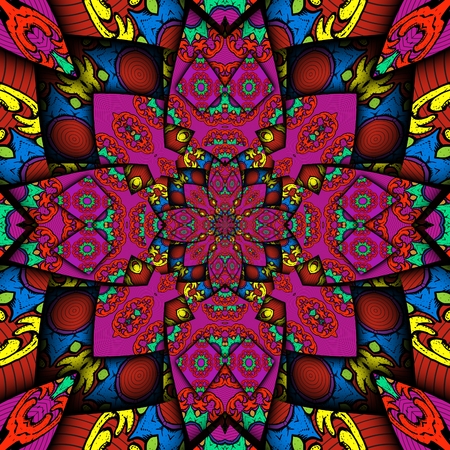 3D render of plastic background seamless tile with embossed abstract colorful pattern symmetryの写真素材