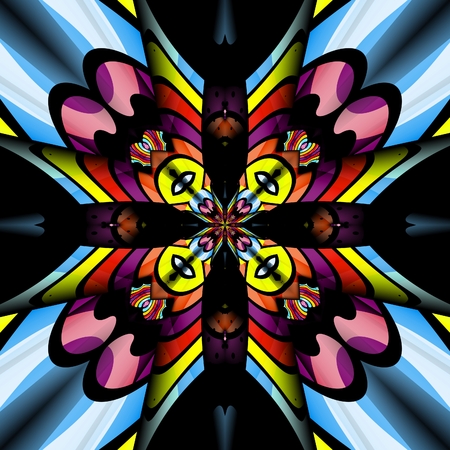 3D render of plastic background seamless tile with embossed abstract colorful pattern symmetryの写真素材