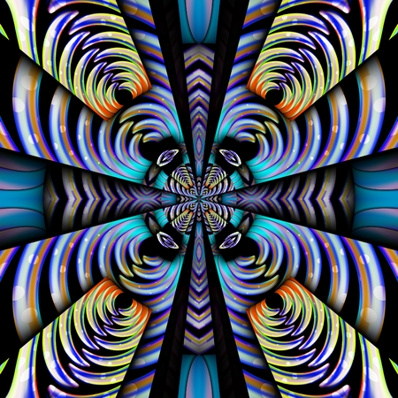 3D render of plastic background seamless tile with embossed abstract colorful pattern symmetryの写真素材