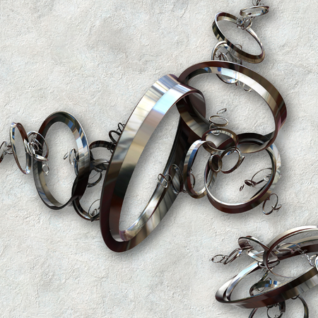 3D rendering combo creative graphics artwork with plastic and metallic elementsの写真素材