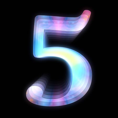 3D render illustration of stacked capital number on black tileの写真素材