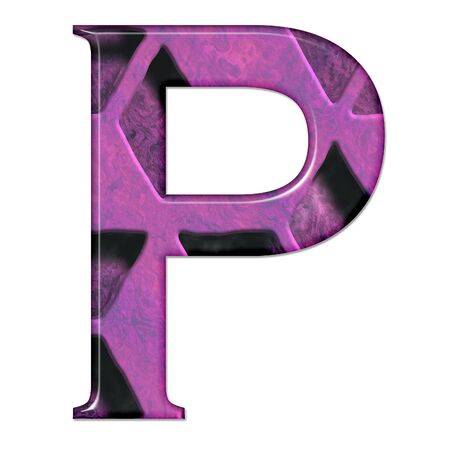 3D render of composite material pattern and texture alphabet capital letterの写真素材