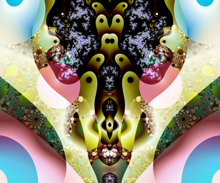 Computer generated abstract colorful fractal artwork for creative design, art, home decoration and entertainmentの写真素材