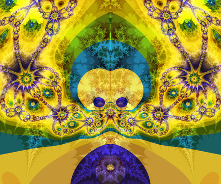 Computer generated abstract colorful fractal artwork for creative design, art, home decoration and entertainmentの写真素材